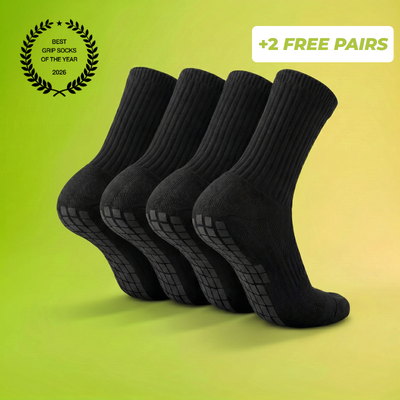 4x Pairs of Plain Grip Socks (Black)