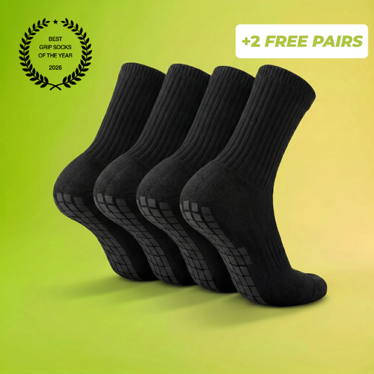 4x Pairs of Plain Grip Socks (Black)